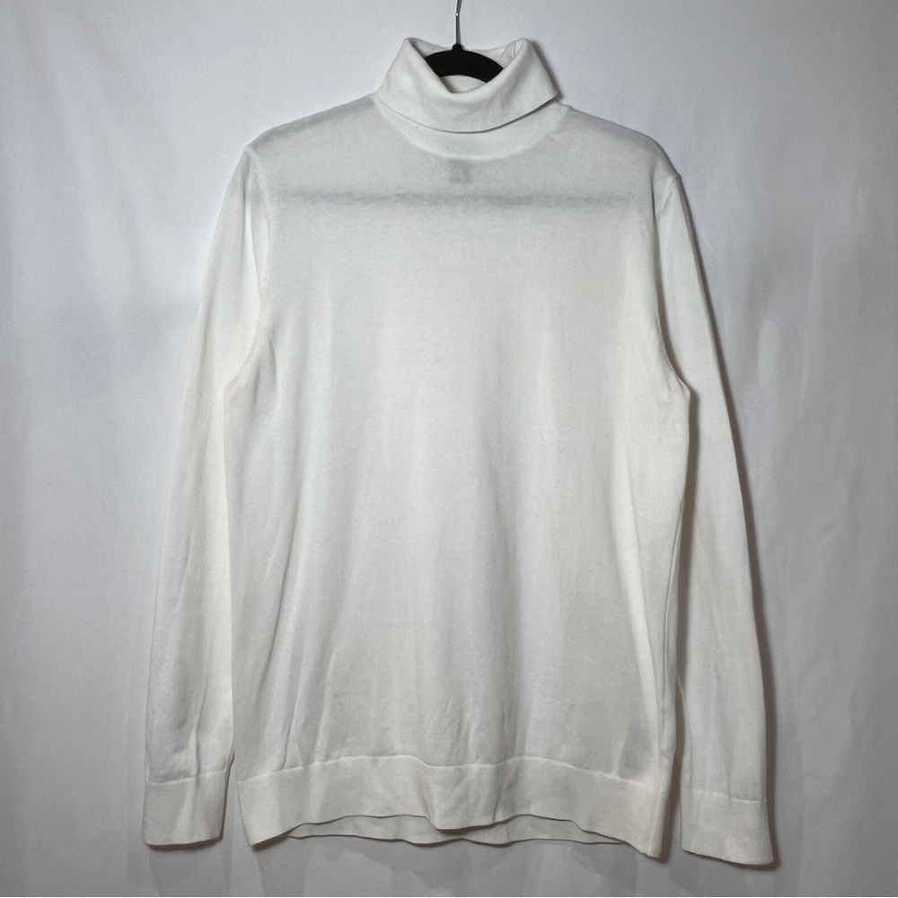H&M Mens Slim Fit Turtleneck Long Sleeve Sweater in White Size Large
